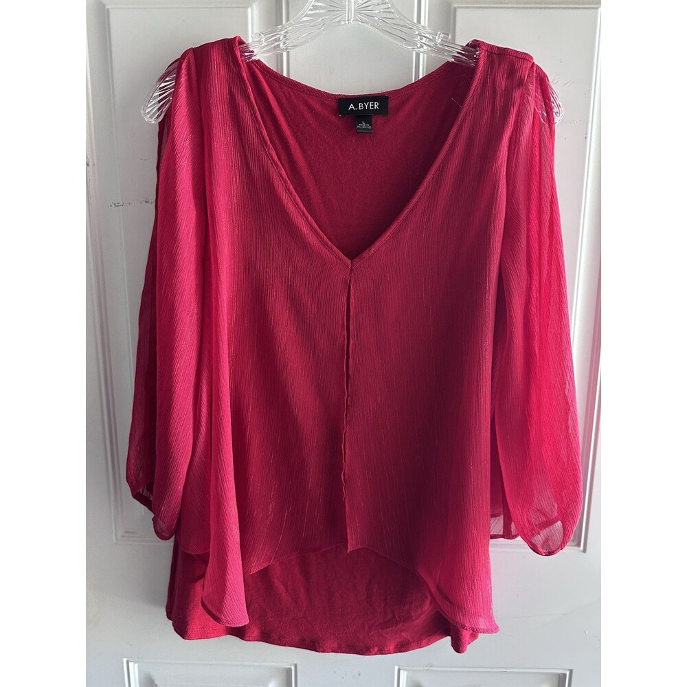 A Byer Vintage V Neck Flowy Blouse Y2K Size L